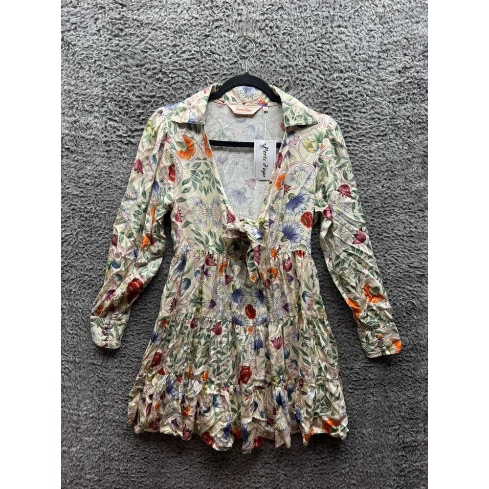 NWT Perte D'ego Vintage Floral Watercolor Knot‎ Dress Multicolor Womens Size S